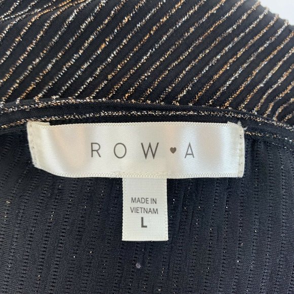 Row A Womens Cocktail long sleeve dress Sz Large L Nylon lurex Black Gold Silver - Picture 9 of 12